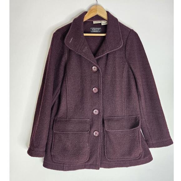 LL Bean Bellandi Italian Vtg Boiled Wool Cardigan Sweater Coat Jacket Women M - Picture 1 of 10